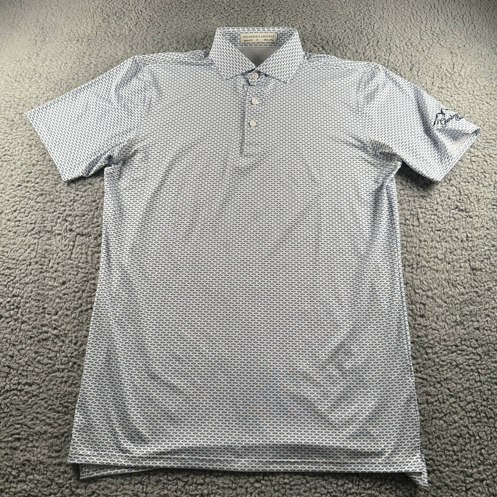 Holderness & Bourne Angler Polo Shirt Mens M Fish Print Signature Fit Golf